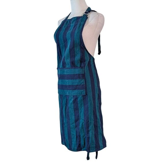 Now Designs Blue and Green Striped Kitchenware Apron Cottagecore Indie - Picture 5 of 8